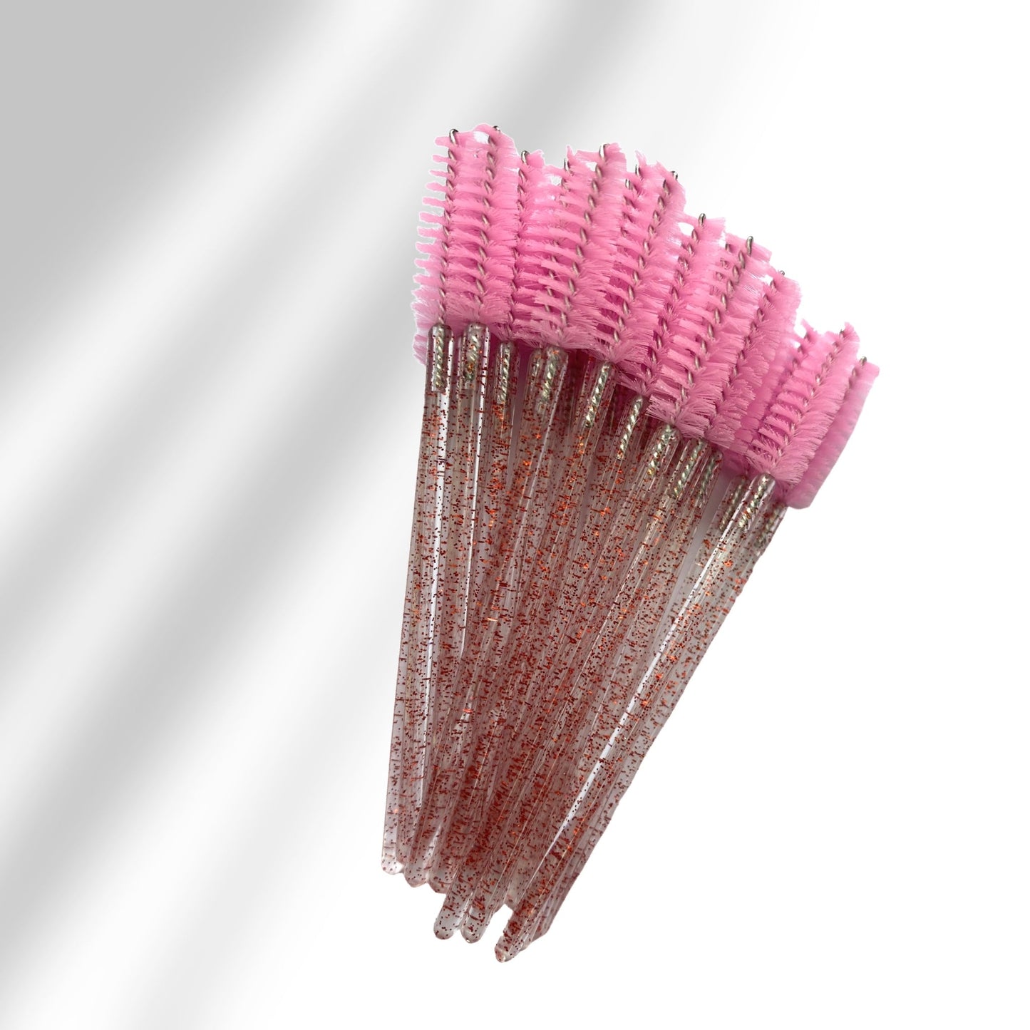 Mascara Wands/Spoolies Pink Glitter 50 Pack - Cosmetica Pro Store