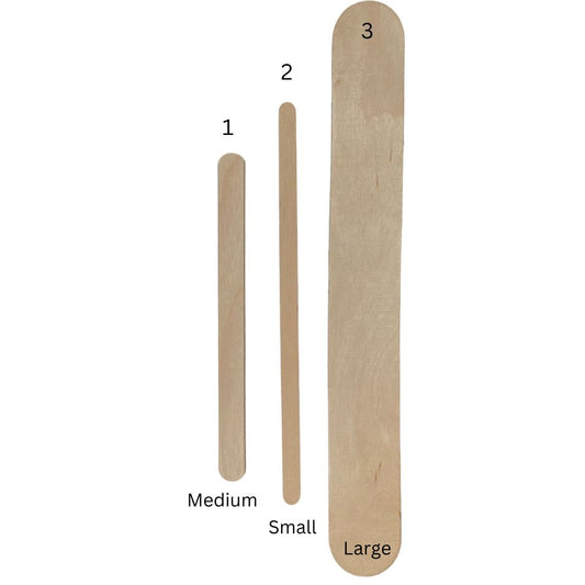 Disposable wooden wax spatula small medium and large
