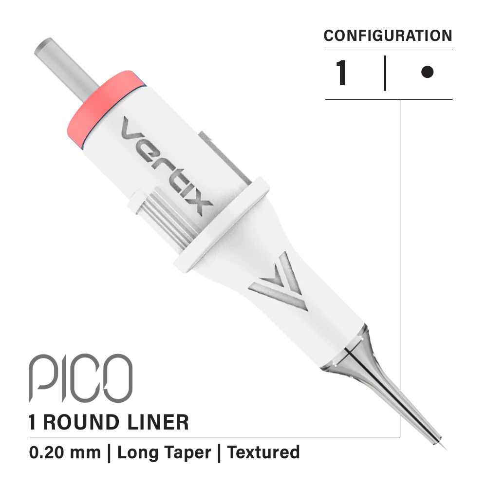 Vertix Pico 1RL Round Liner 0.20mm Long Taper (20 pack)