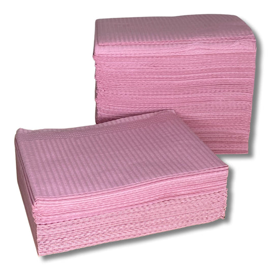 Disposable Dental Bibs 3 ply 125 pcs Pink - Cosmetica Pro Store