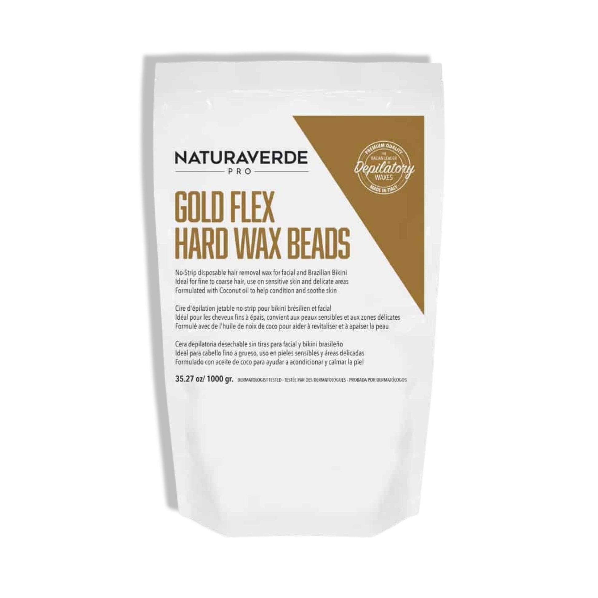 NATURAVERDE PRO - GOLD FLEX HARD WAX - BEADS (1KG) - Cosmetica Pro Store