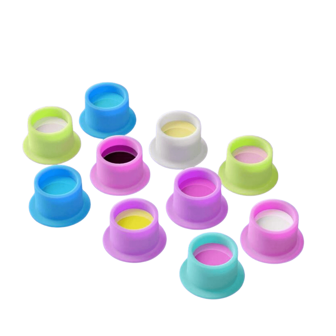 Silicone Pigment Cup Flat Bottom Suction - Multi Colour 100 Pcs - Cosmetica Pro Store