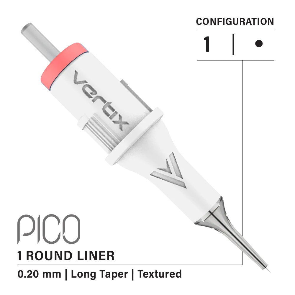 Vertix Pico 1RL Round Liner 0.20mm Long Taper (20 pack) - Cosmetica Pro Store