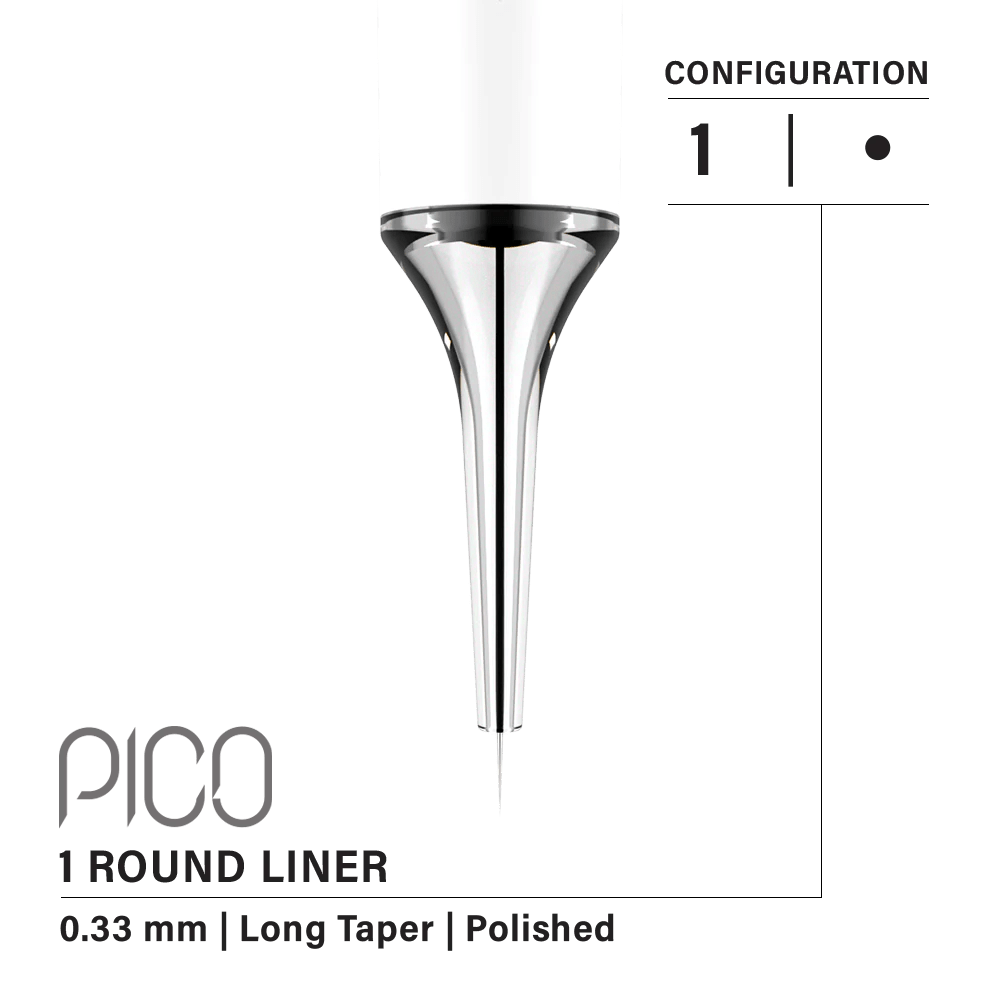 Vertix Pico 1RL Round Liner 0.33mm Long Taper (20 pack) - Cosmetica Pro Store