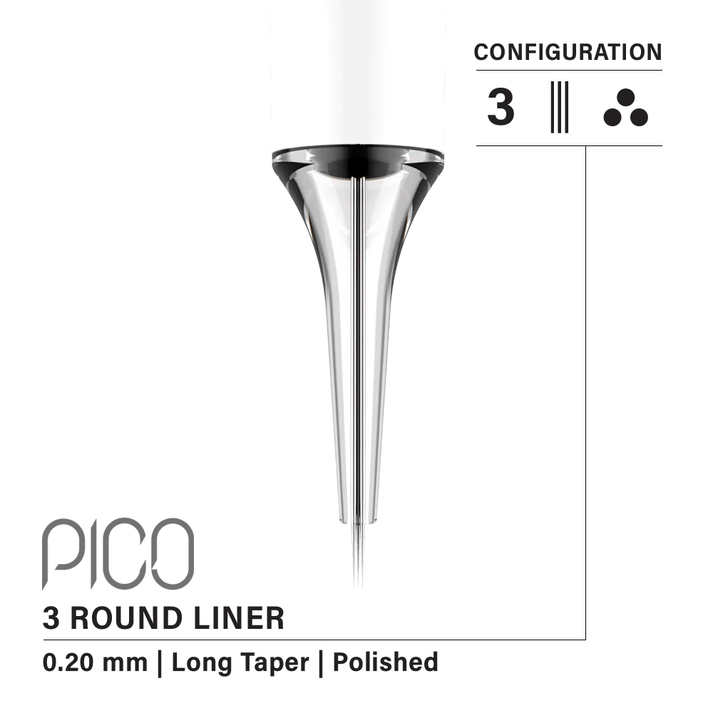 Vertix Pico 3RL Round Liner 0.25mm Long Taper (20 pack) - Cosmetica Pro Store