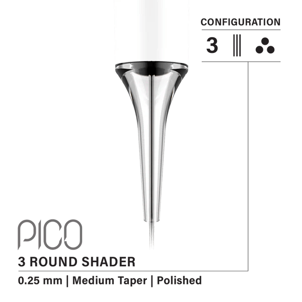 Vertix Pico 3RS Round Shader Medium Taper .25mm (20 Pack) - Cosmetica Pro Store